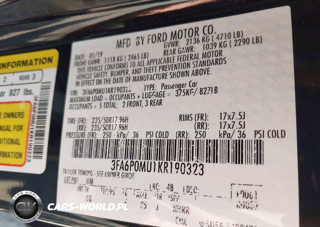 2019 Ford Fusion Hybrid Sel VIN:3FA6P0MU1KR190323 - 9