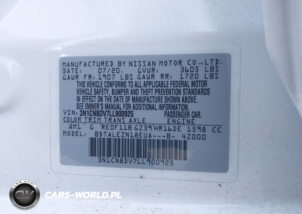 2020 Nissan Versa S Xtronic Cvt VIN:3N1CN8DV7LL900925 - 9