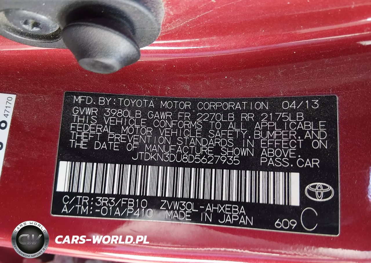 2013 Toyota Prius Two VIN:JTDKN3DU8D5627935 - 9