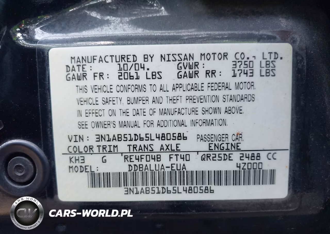2005 Nissan Sentra Se-R VIN:3N1AB51D65L480586 - 9