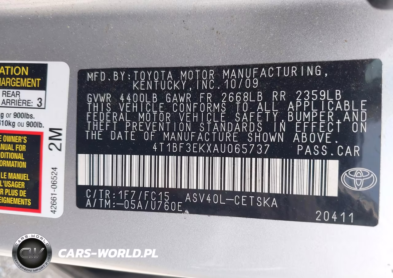 2010 Toyota Camry Se VIN:4T1BF3EKXAU065737 - 9