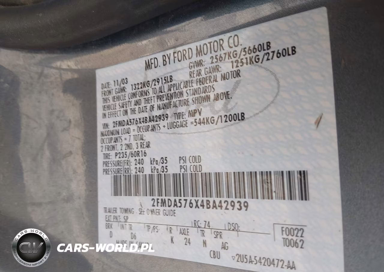 2004 Ford Freestar Ses VIN:2FMDA576X4BA42939 - 9
