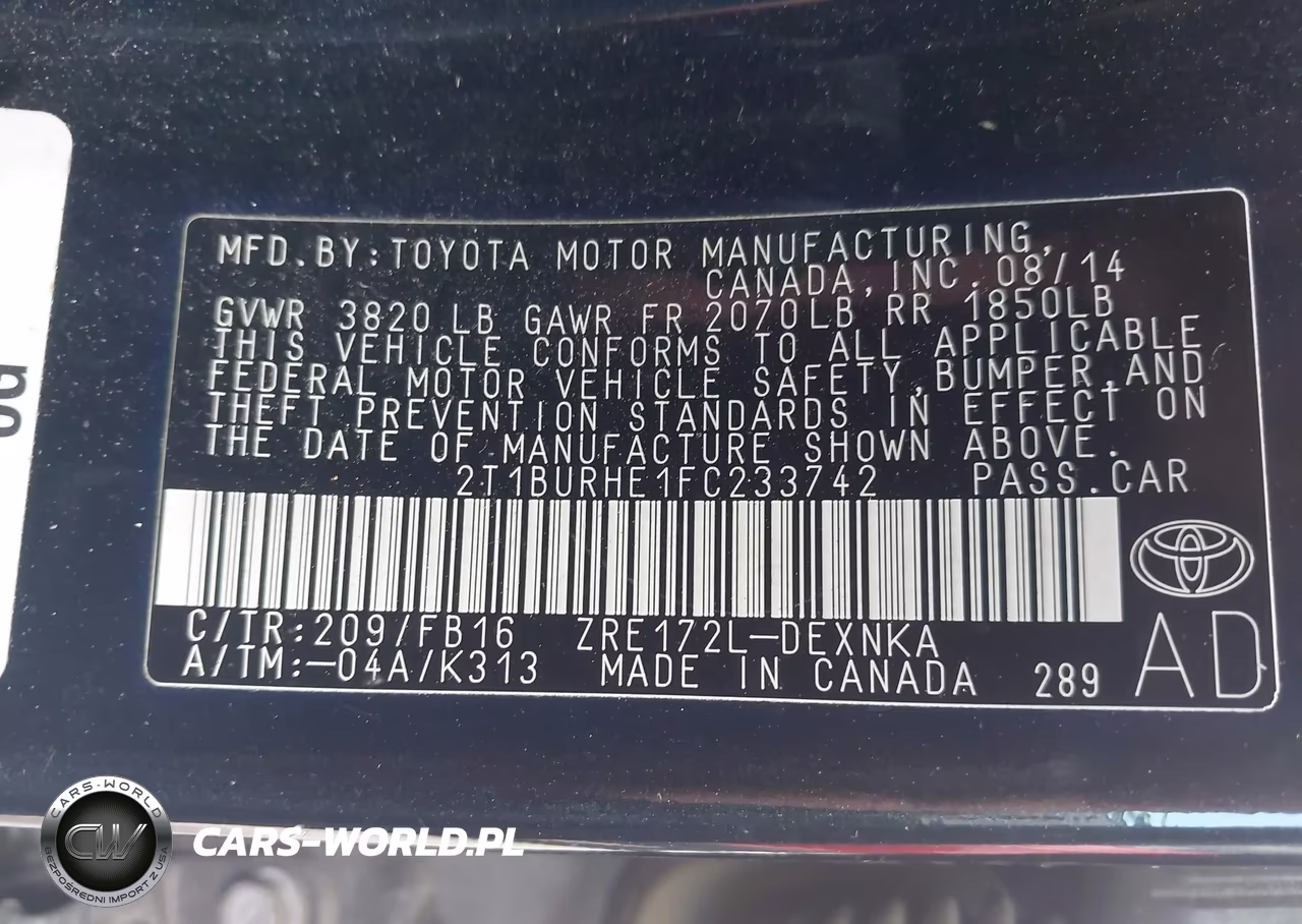 2015 Toyota Corolla Le VIN:2T1BURHE1FC233742 - 9