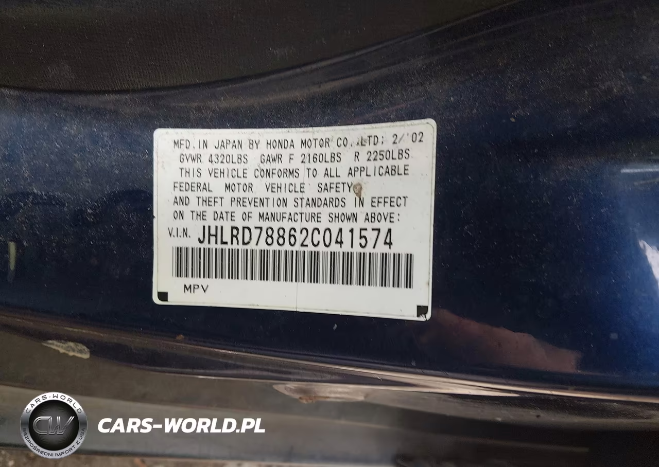 2002 Honda Cr-V Ex VIN:JHLRD78862C041574 - 9