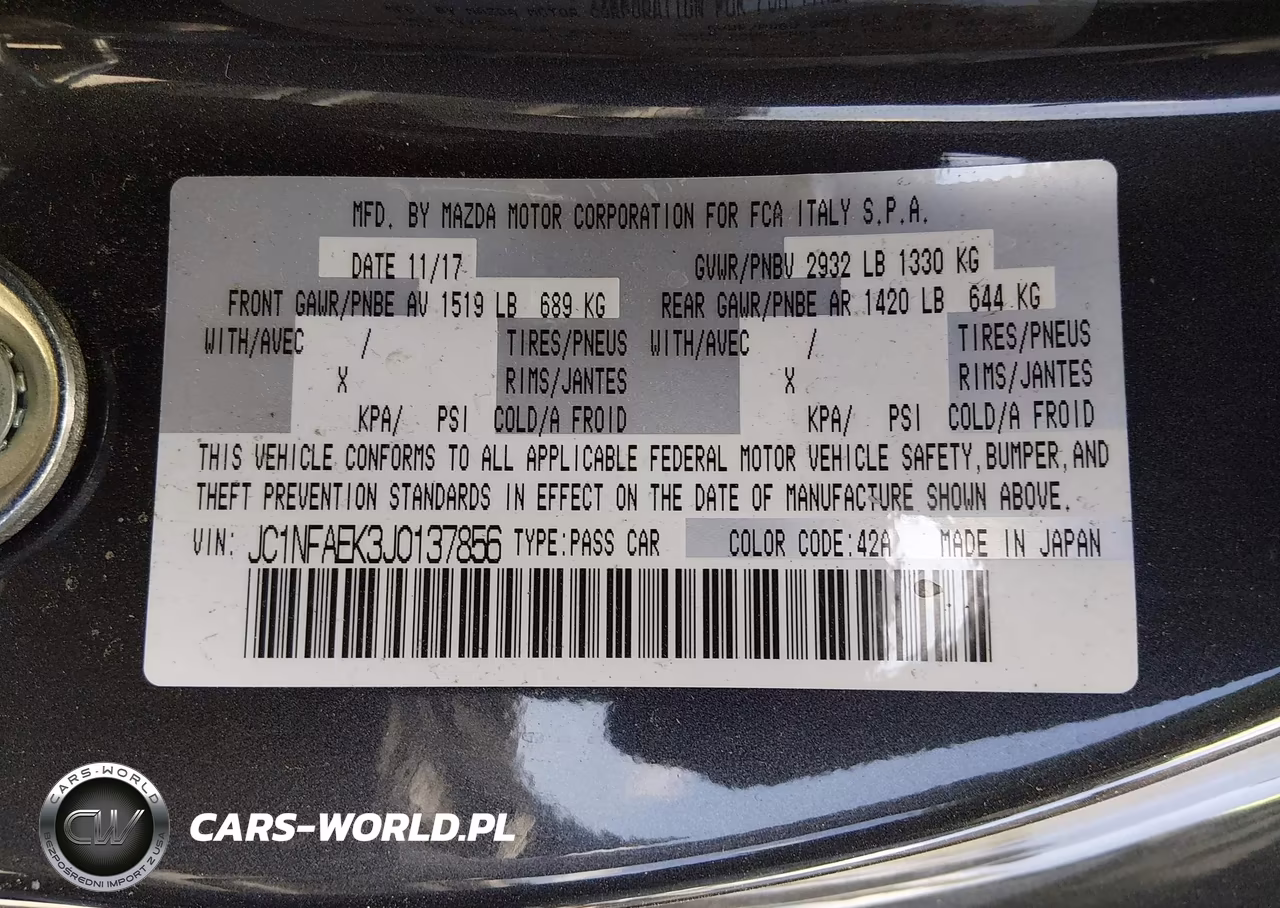 FIAT 124 SPIDER VIN:JC1NFAEK3J0137856 - 9