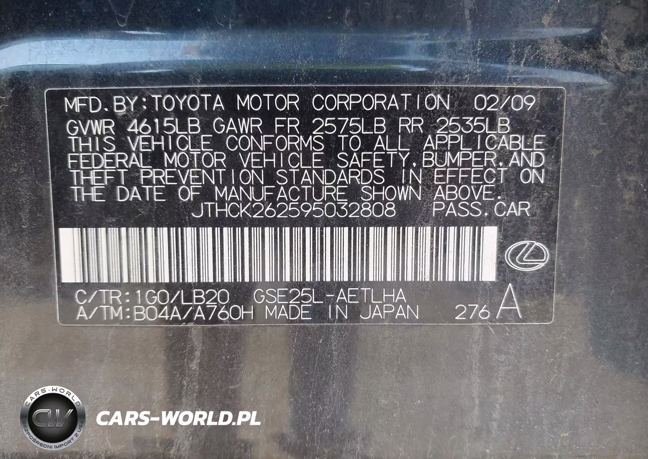 2009 Lexus Is 250 VIN:JTHCK262595032808 - 9
