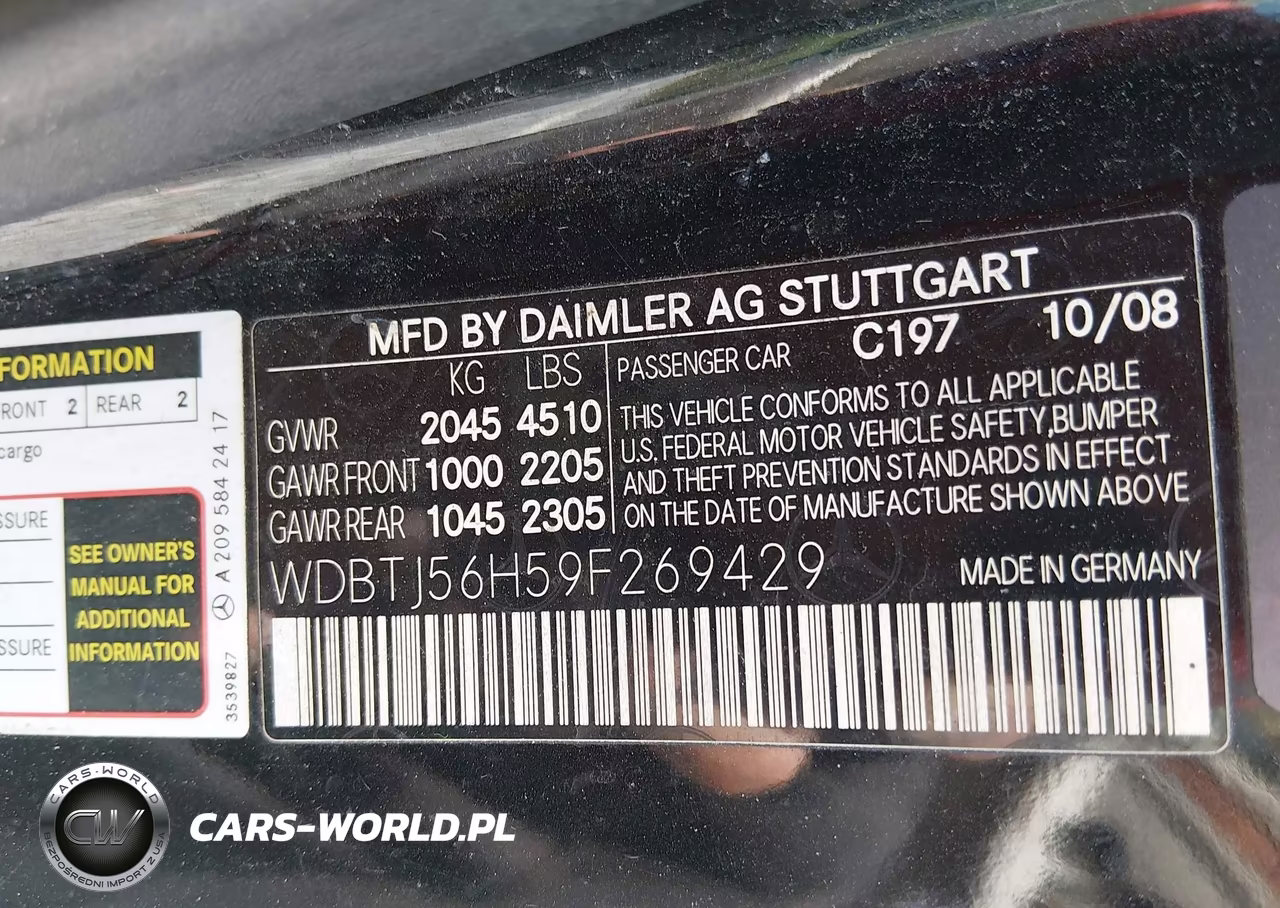 2009 Mercedes-Benz Clk 350 VIN:WDBTJ56H59F269429 - 9