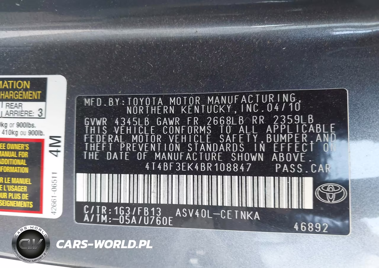 2011 Toyota Camry Le VIN:4T4BF3EK4BR108847 - 9
