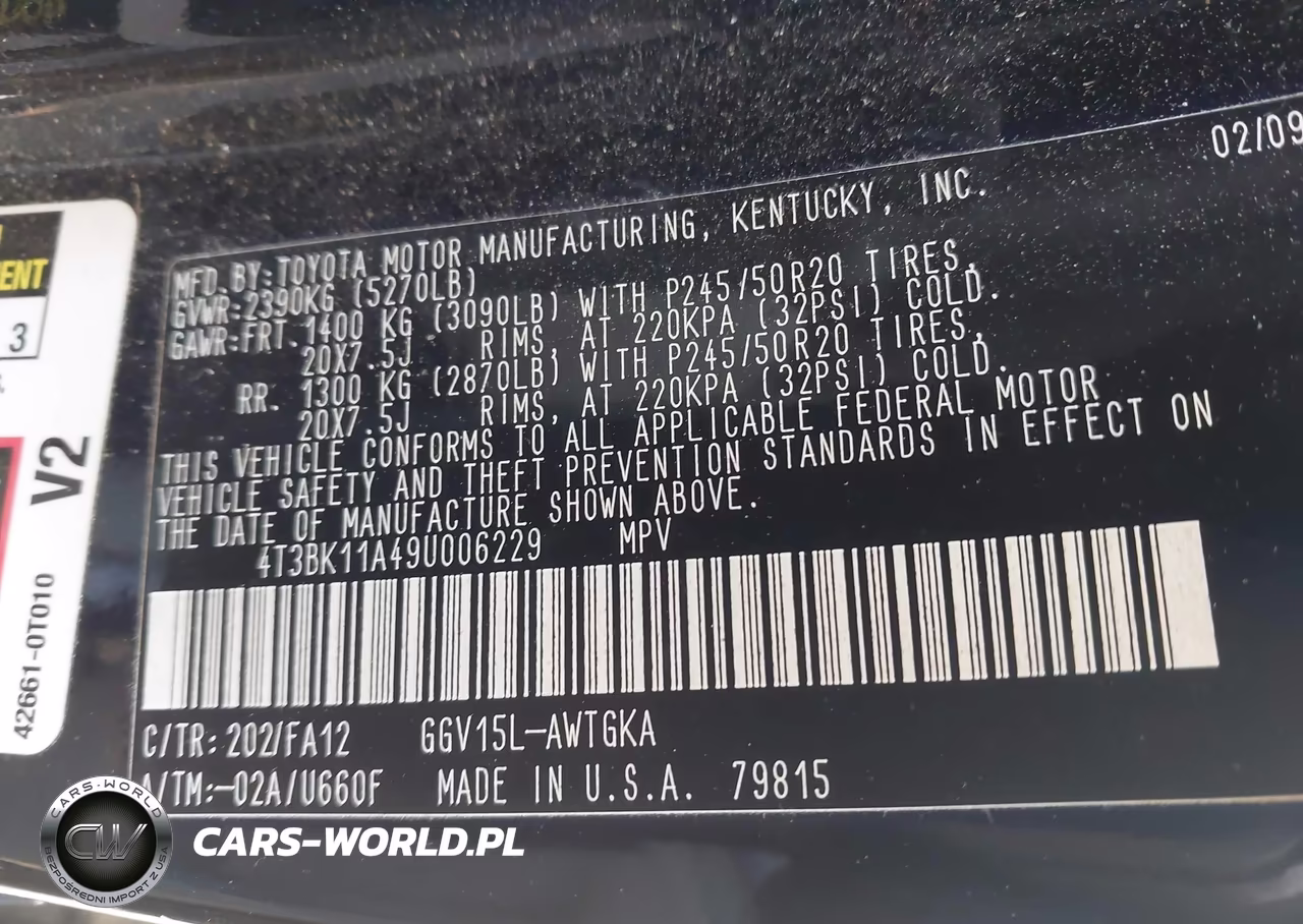 2009 Toyota Venza Base V6 VIN:4T3BK11A49U006229 - 9