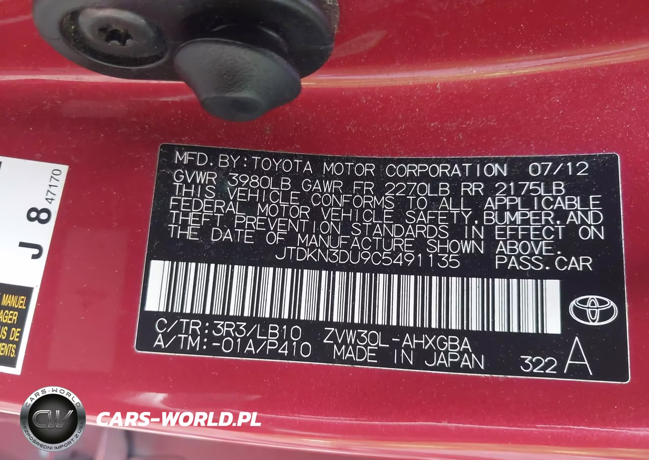 2012 Toyota Prius Four VIN:JTDKN3DU9C5491135 - 9