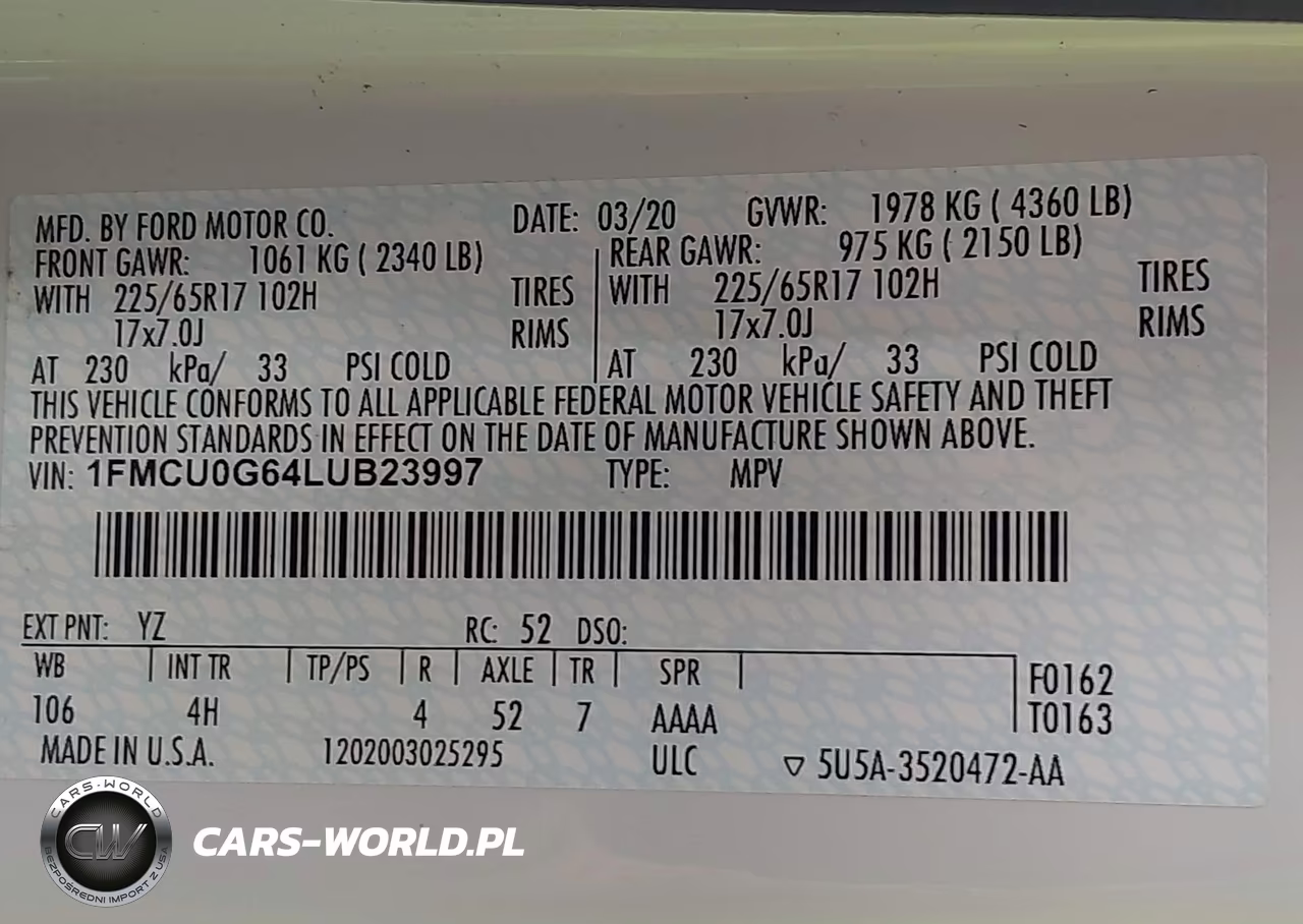2020 Ford Escape Se VIN:1FMCU0G64LUB23997 - 9