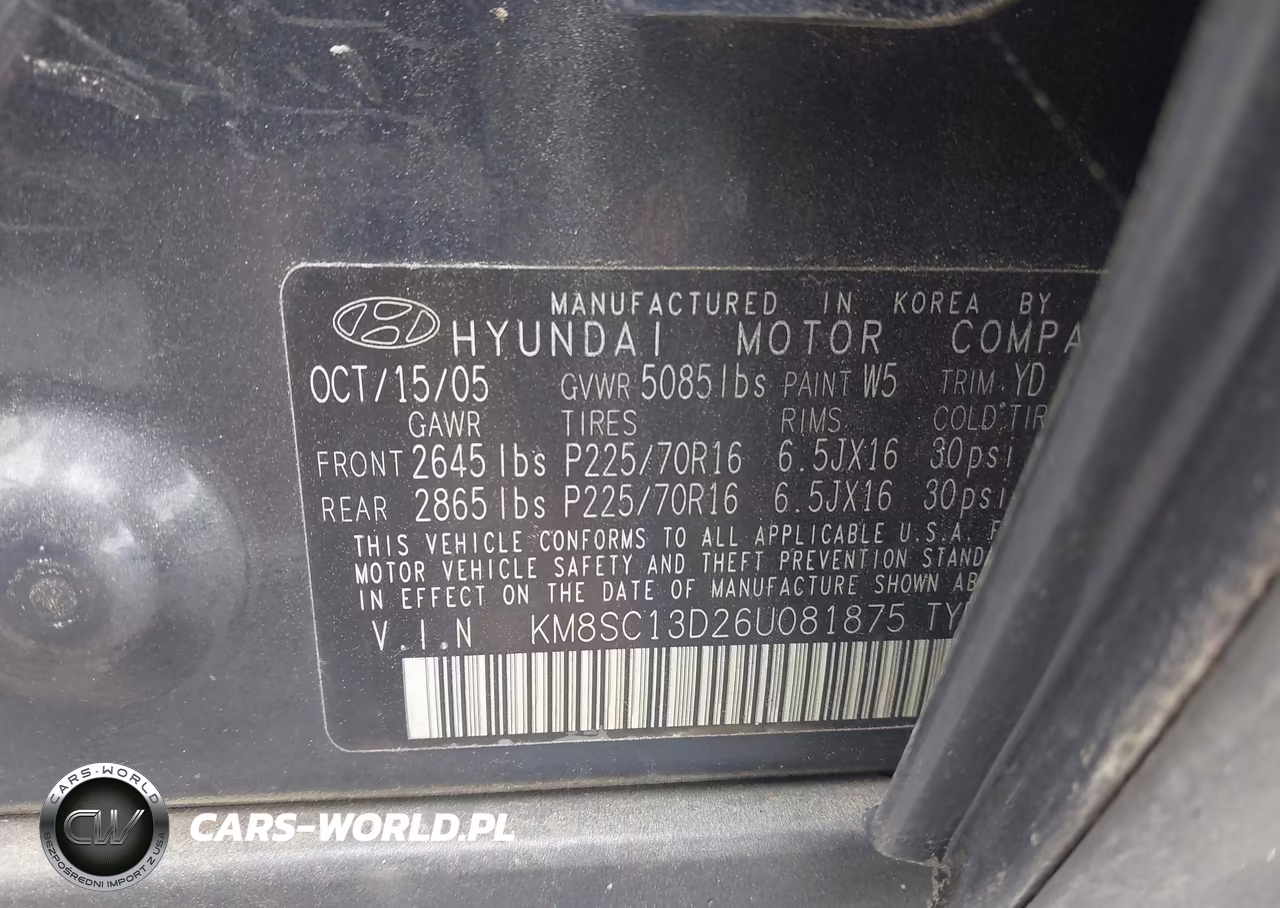 2006 Hyundai Santa Fe Gls VIN:KM8SC13D26U081875 - 9
