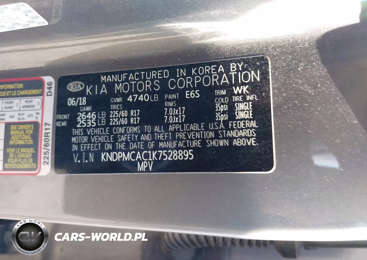 2019 Kia Sportage Lx VIN:KNDPMCAC1K7528895 - 9