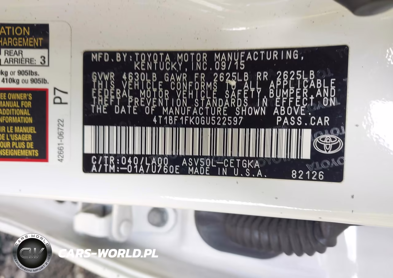 2016 Toyota Camry Xle VIN:4T1BF1FK0GU522597 - 9