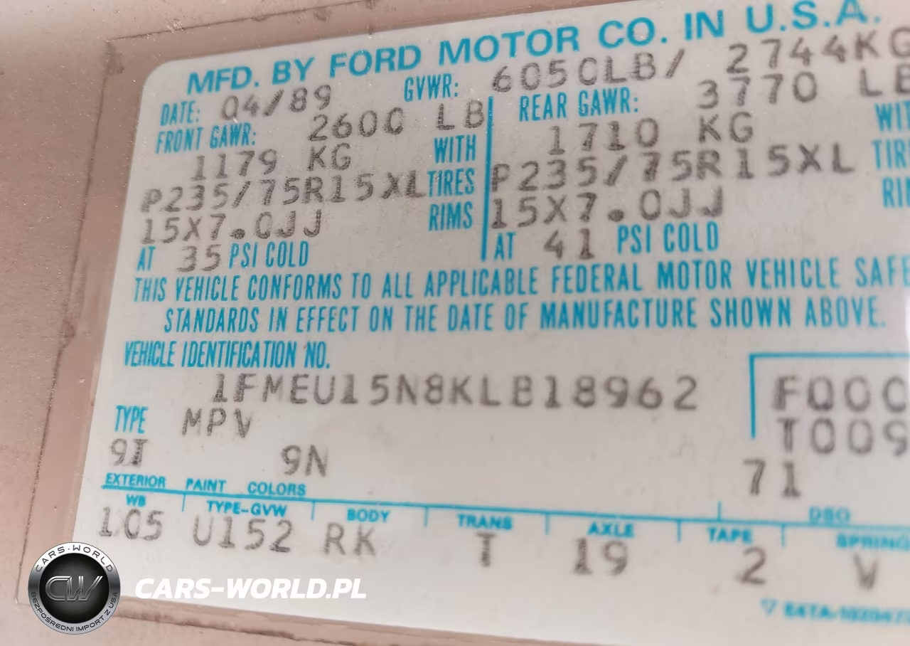 1989 Ford Bronco U100 VIN:1FMEU15N8KLB18962 - 9