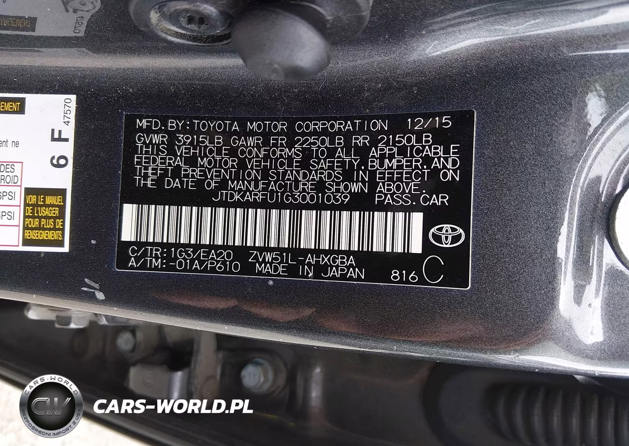 2016 TOYOTA PRIUS FOUR VIN:JTDKARFU1G3001039 - 9