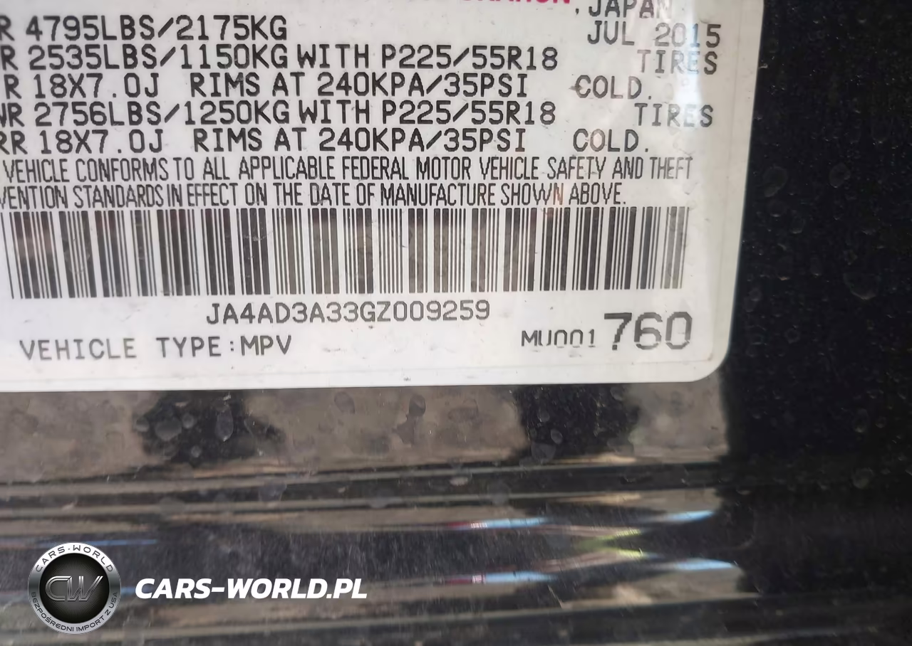 2016 Mitsubishi Outlander Se-Sel VIN:JA4AD3A33GZ009259 - 9