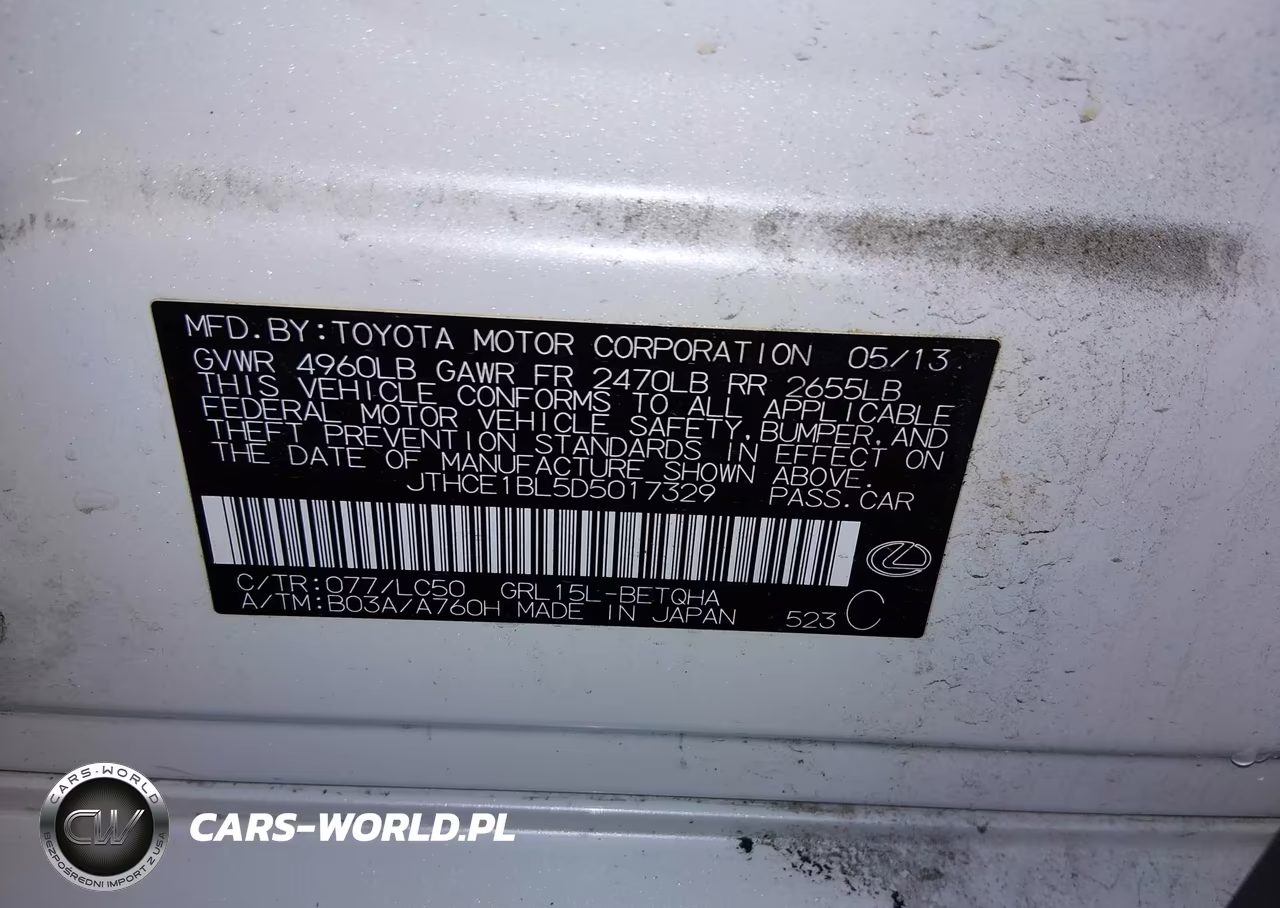2013 Lexus Gs 350 VIN:JTHCE1BL5D5017329 - 9
