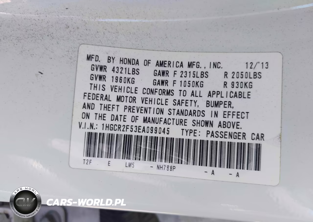 2014 Honda Accord Sport VIN:1HGCR2F53EA099045 - 9