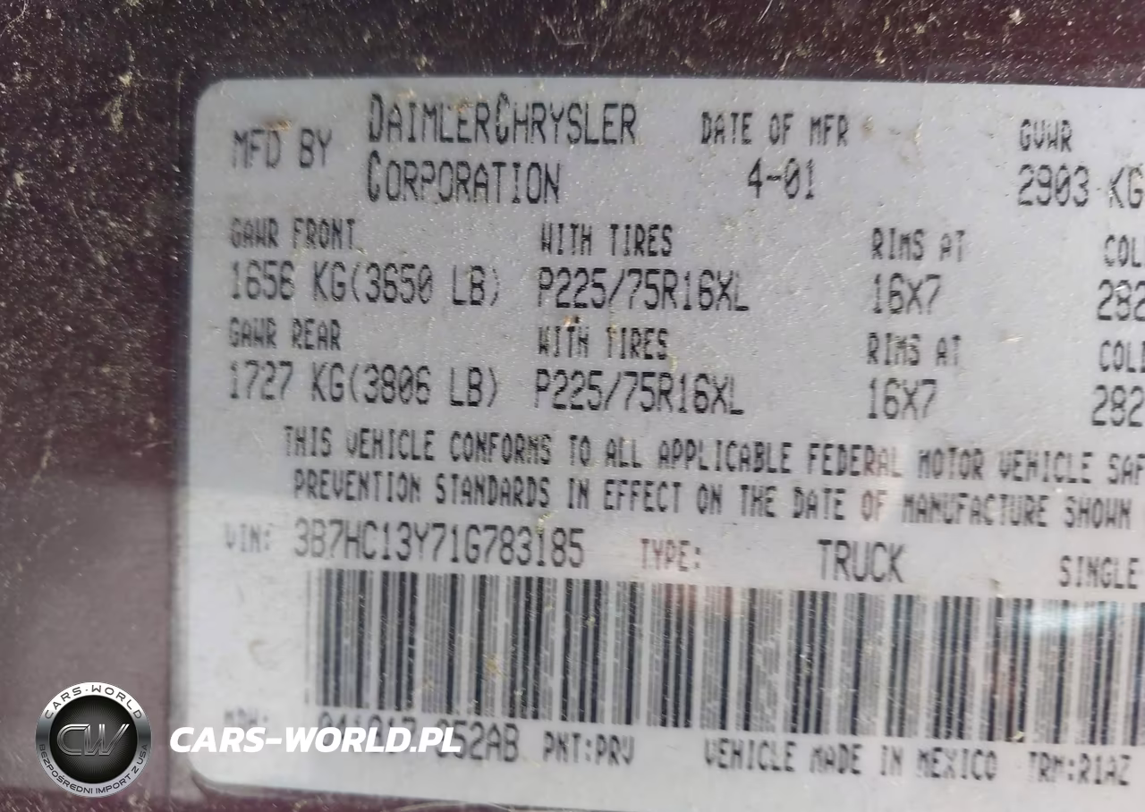 2001 Dodge Ram 1500 St VIN:3B7HC13Y71G783185 - 9