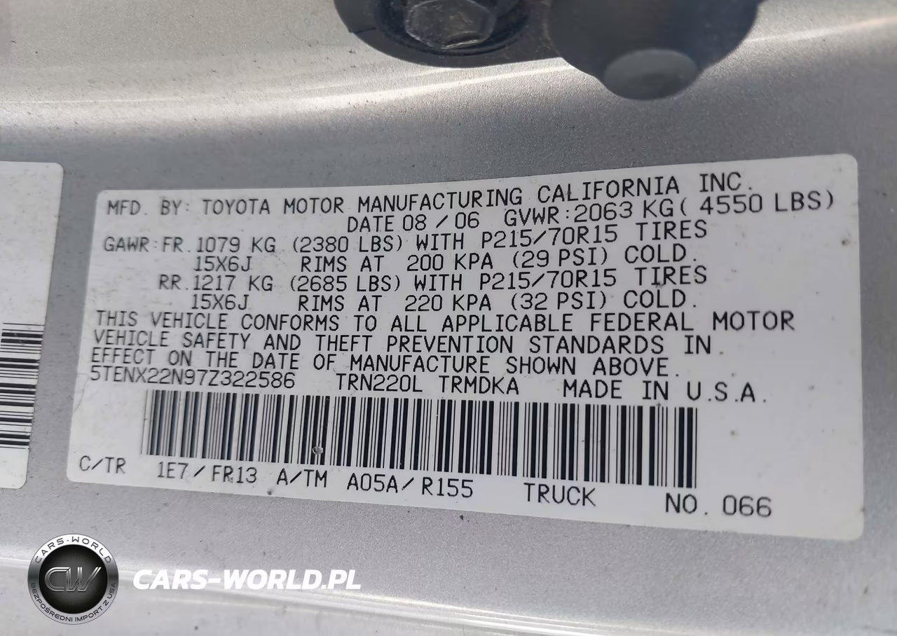 2007 Toyota Tacoma VIN:5TENX22N97Z322586 - 9