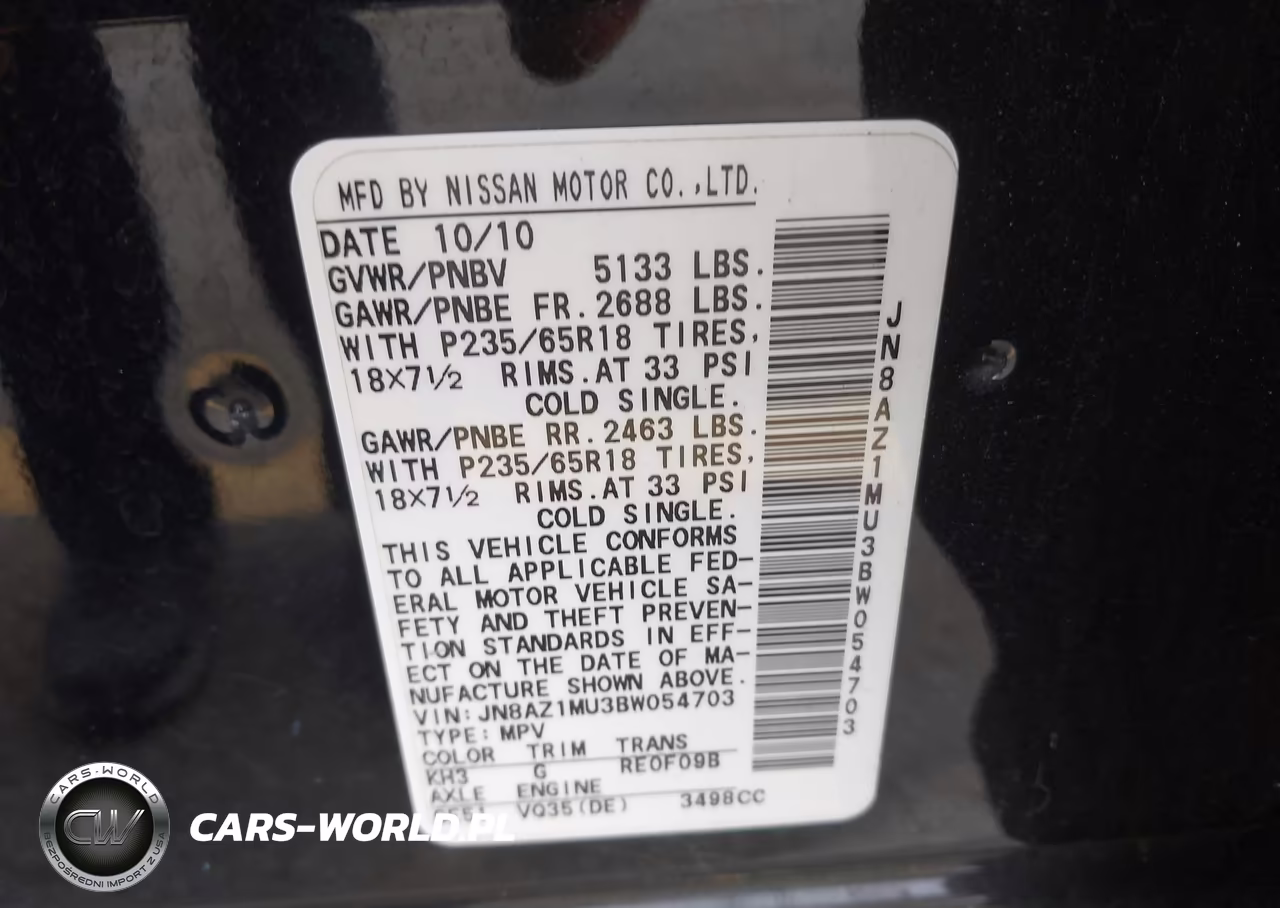 2011 Nissan Murano Sv VIN:JN8AZ1MU3BW054703 - 9