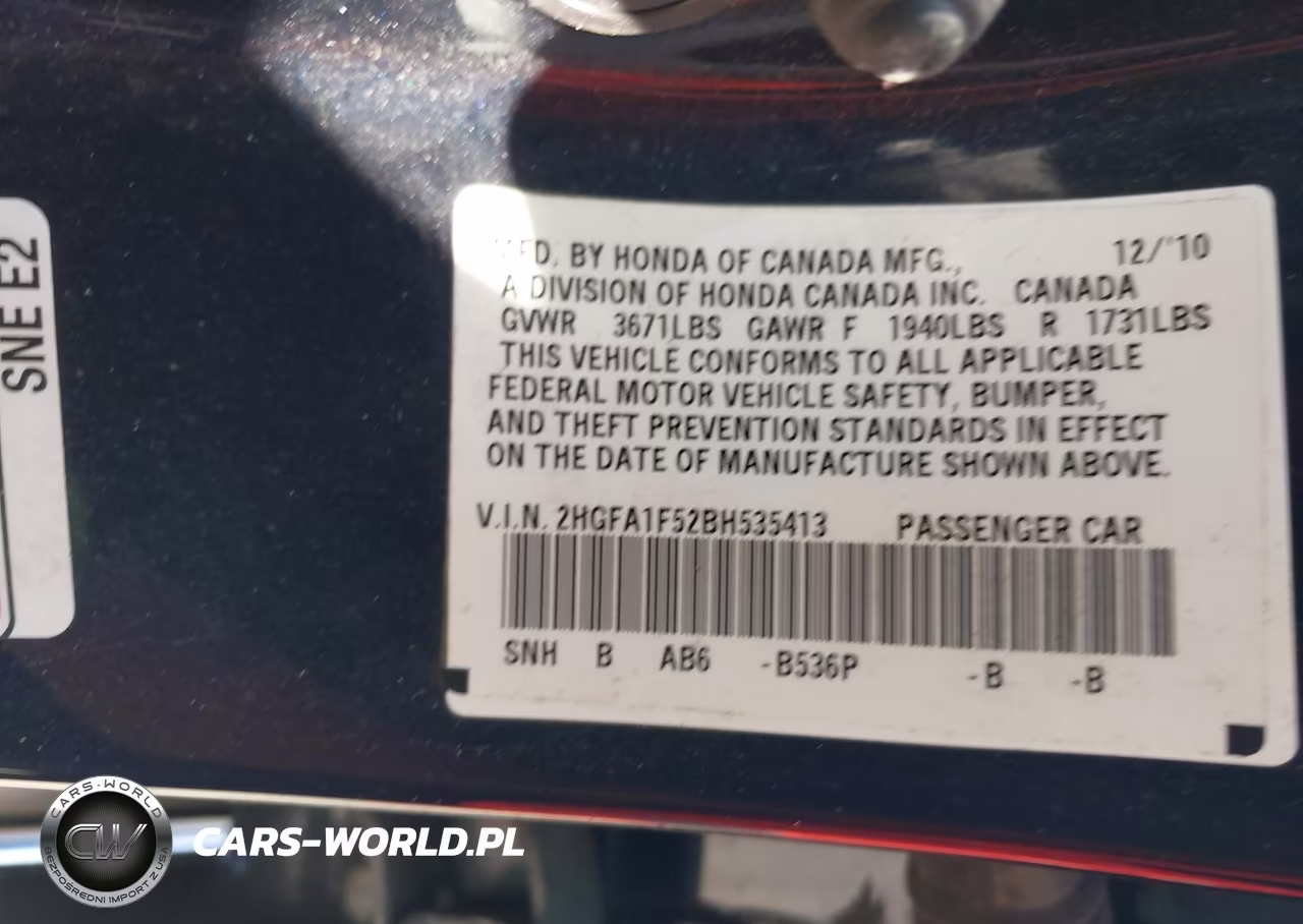 2011 Honda Civic Lx VIN:2HGFA1F52BH535413 - 9