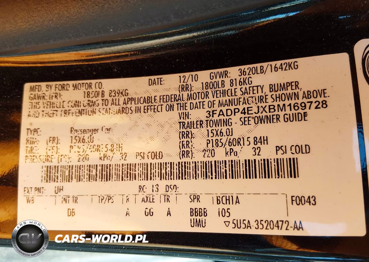2011 Ford Fiesta Se VIN:3FADP4EJXBM169728 - 9