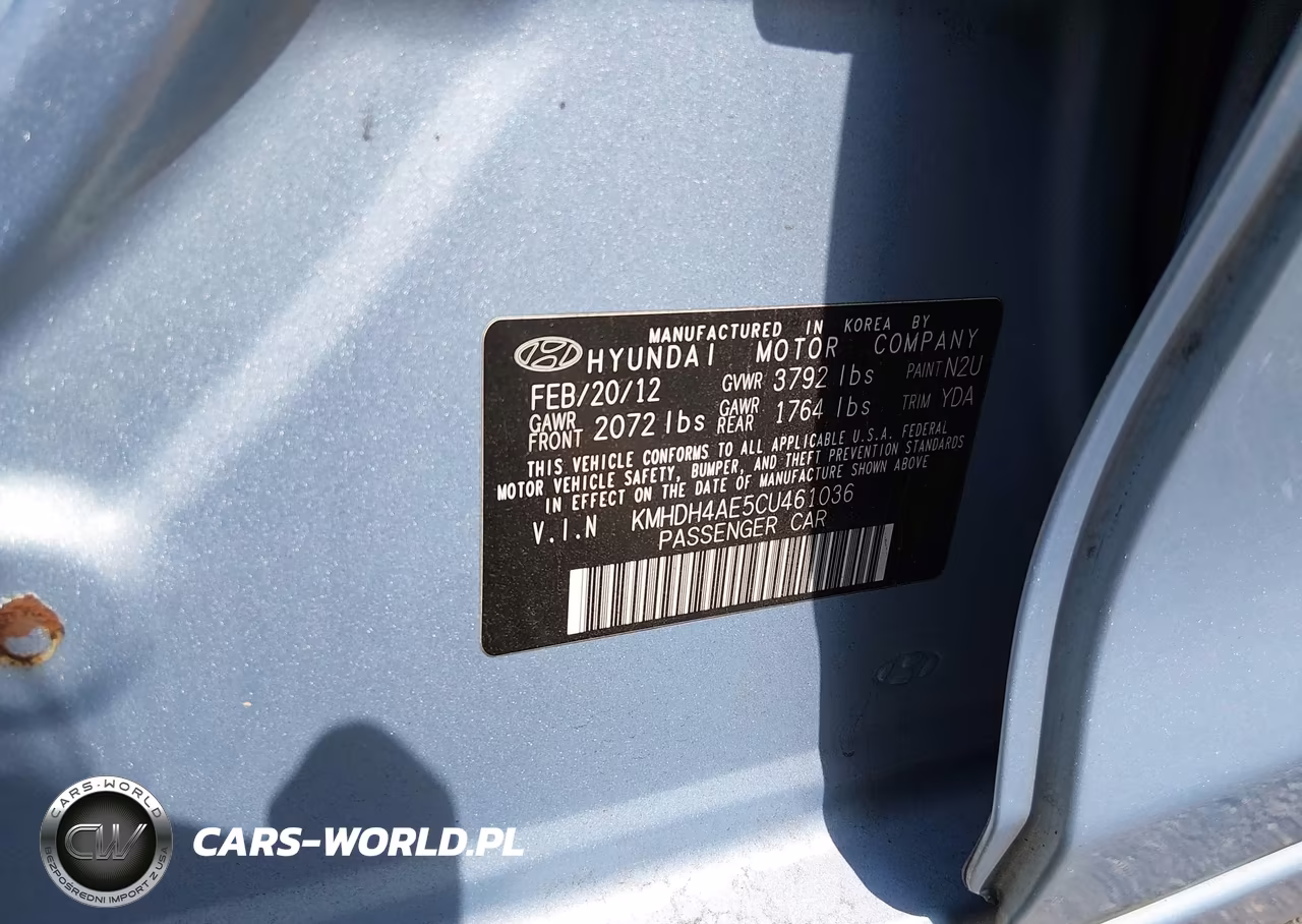 2012 Hyundai Elantra Gls (Ulsan Plant) VIN:KMHDH4AE5CU461036 - 9
