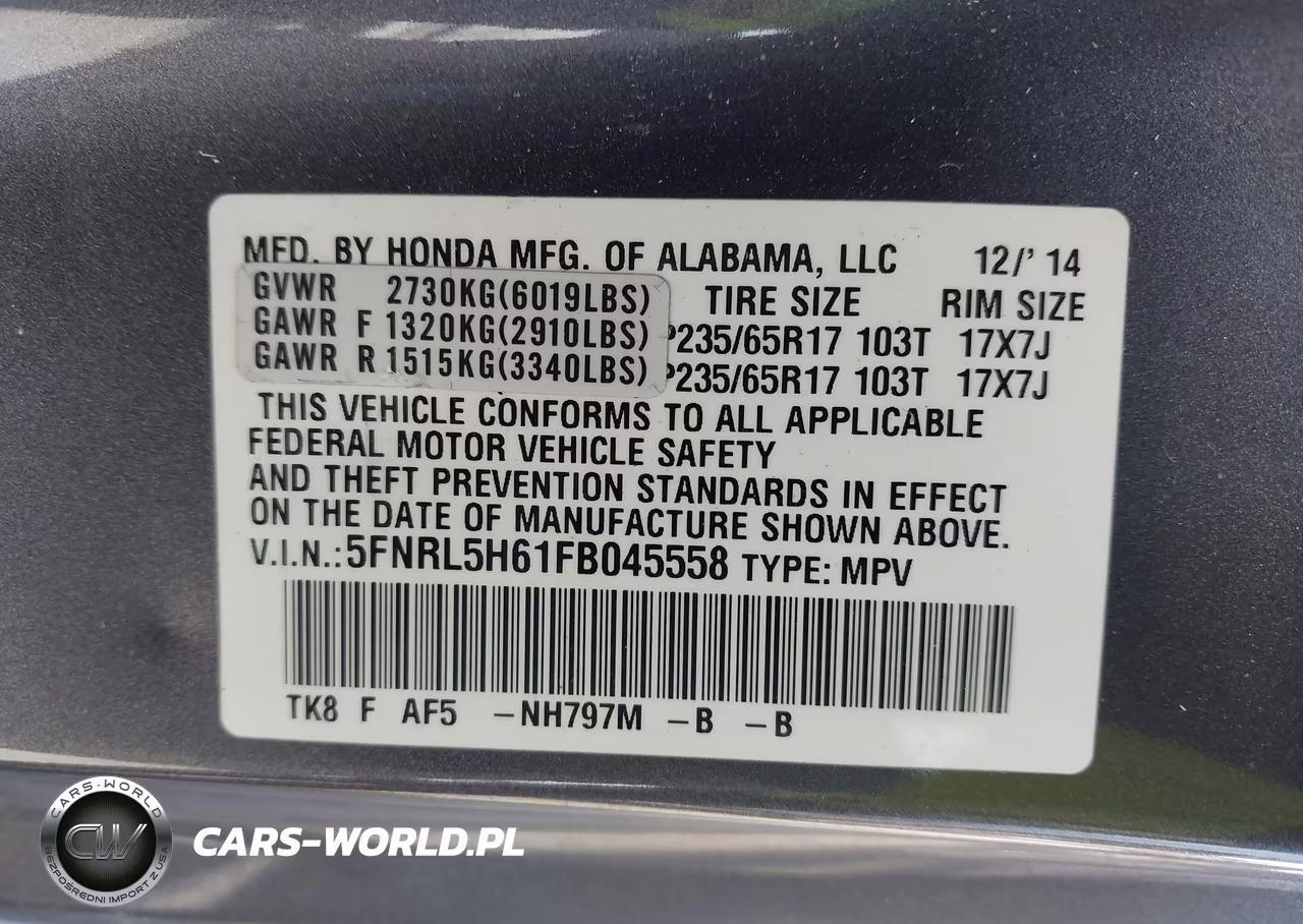 2015 Honda Odyssey Ex-L VIN:5FNRL5H61FB045558 - 9