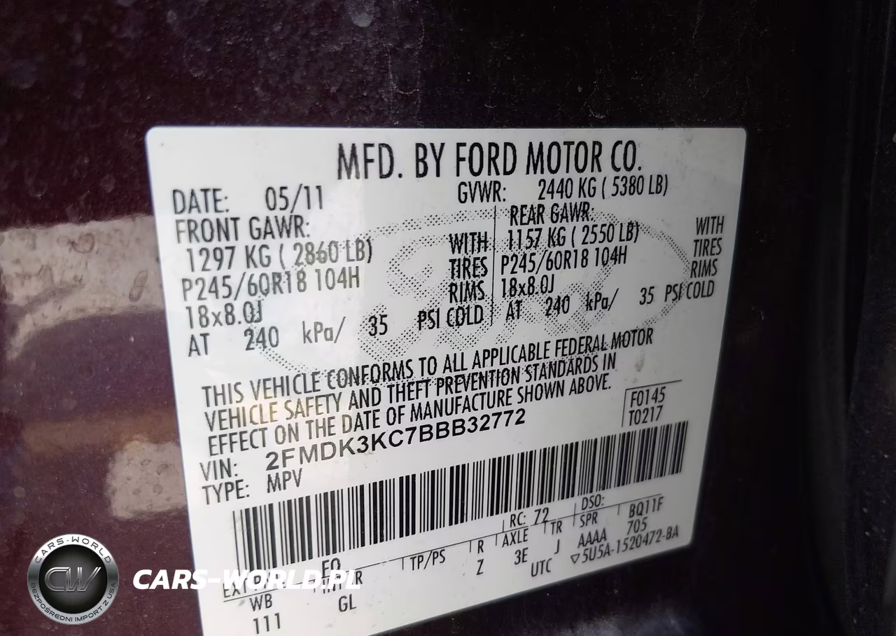 2011 Ford Edge Limited VIN:2FMDK3KC7BBB32772 - 9