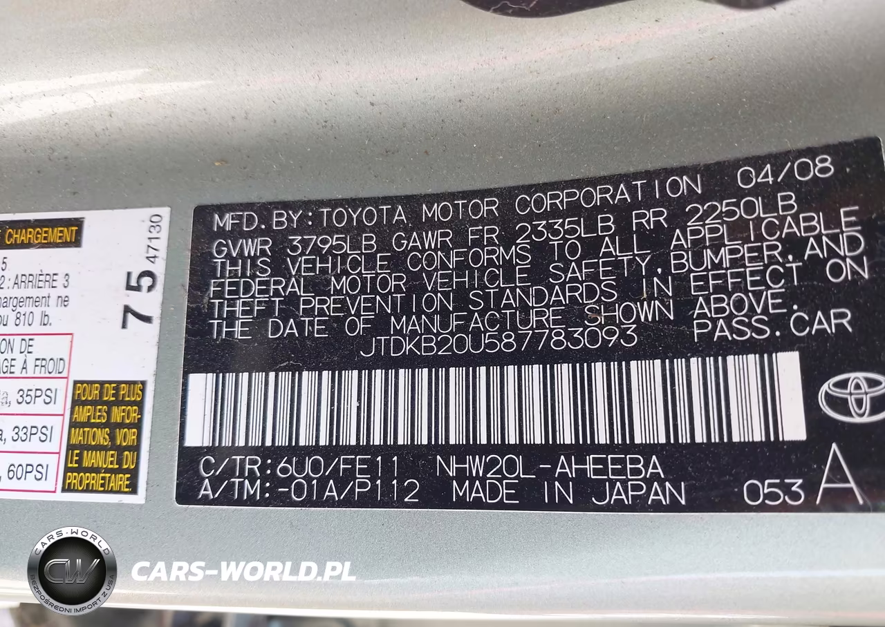 2008 Toyota Prius VIN:JTDKB20U587783093 - 9