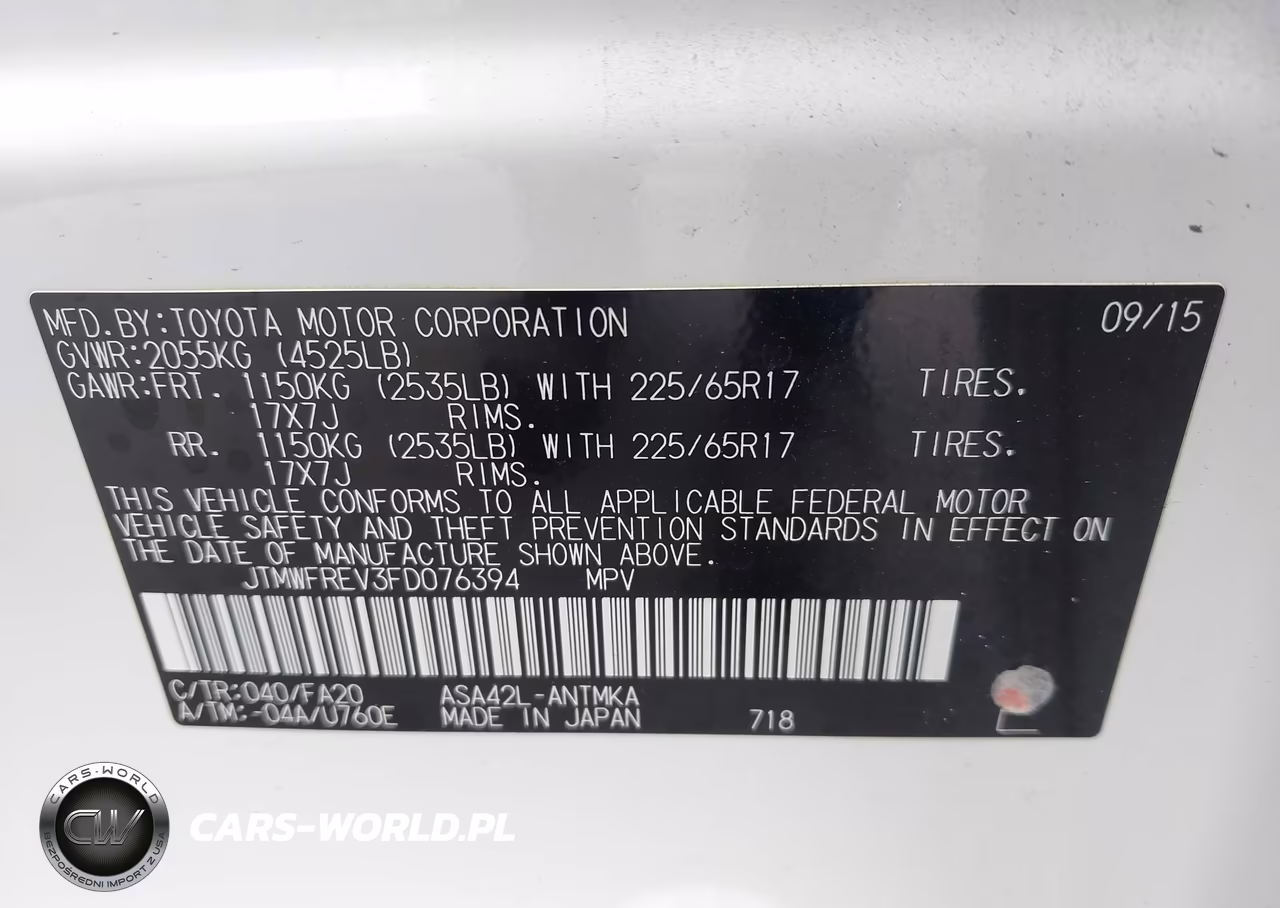 2015 Toyota Rav4 Xle VIN:JTMWFREV3FD076394 - 9