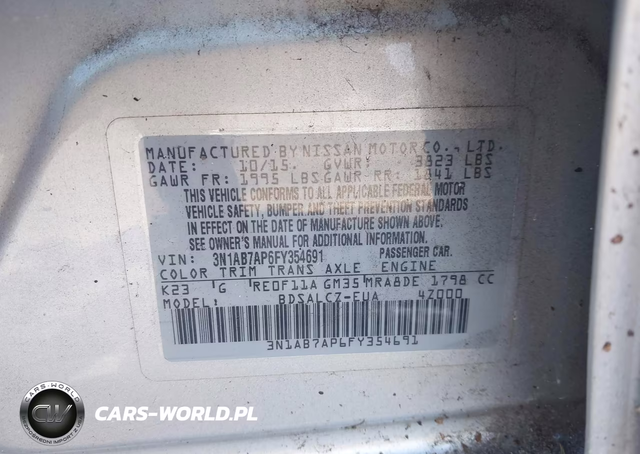 2015 Nissan Sentra S VIN:3N1AB7AP6FY354691 - 9