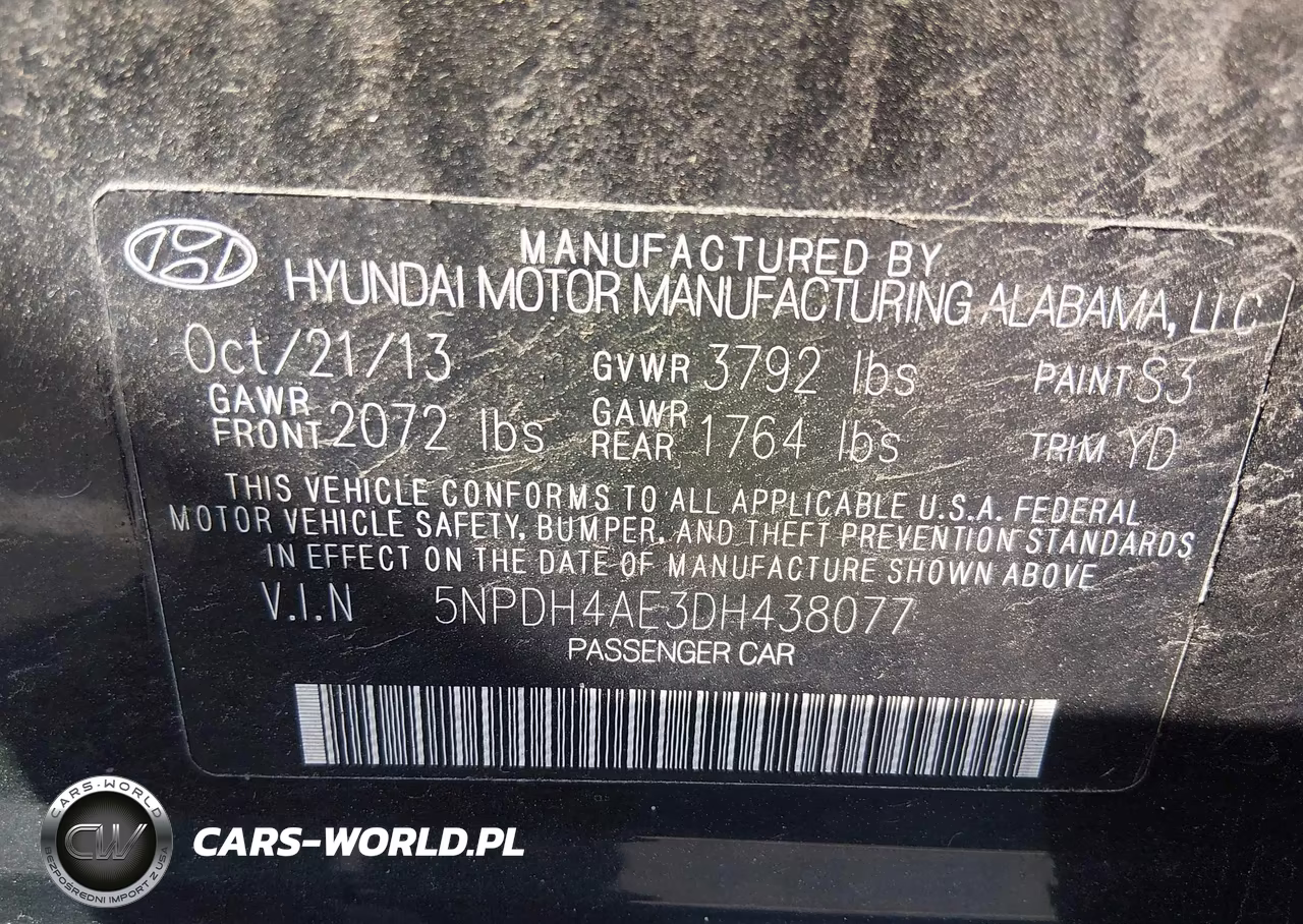 2013 Hyundai Elantra Gls VIN:5NPDH4AE3DH438077 - 9