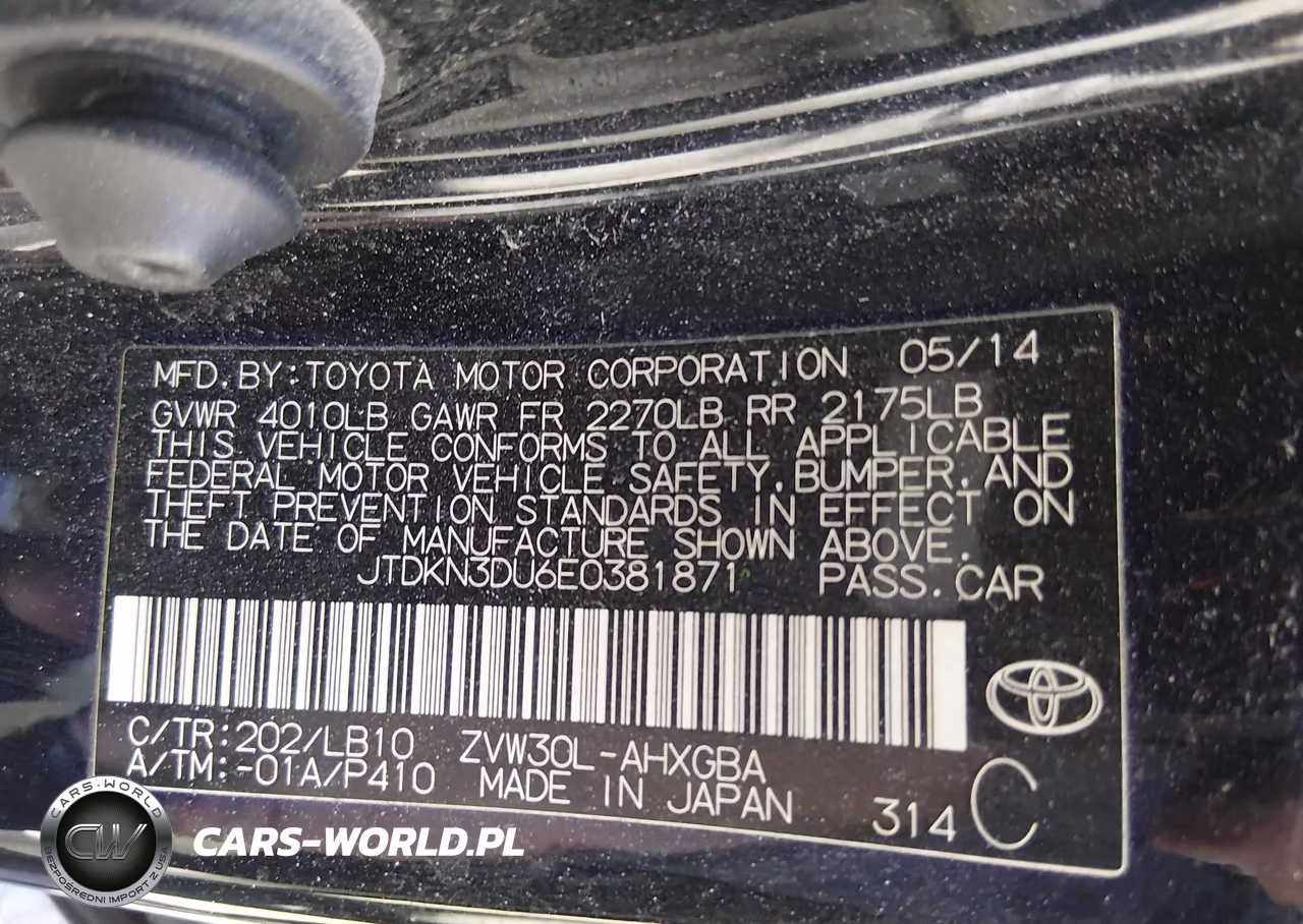2014 Toyota Prius Four VIN:JTDKN3DU6E0381871 - 9