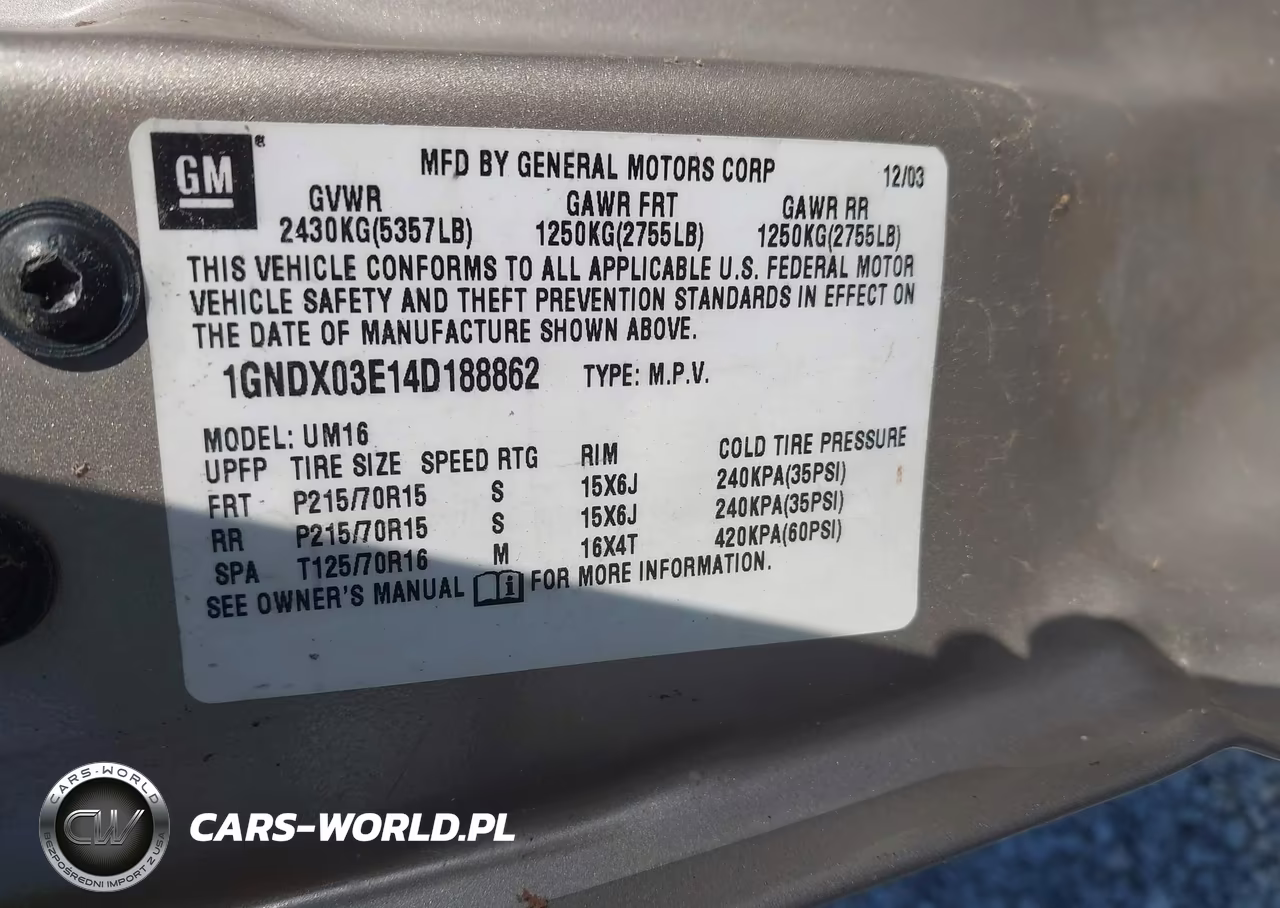 2004 Chevrolet Venture Ls VIN:1GNDX03E14D188862 - 9