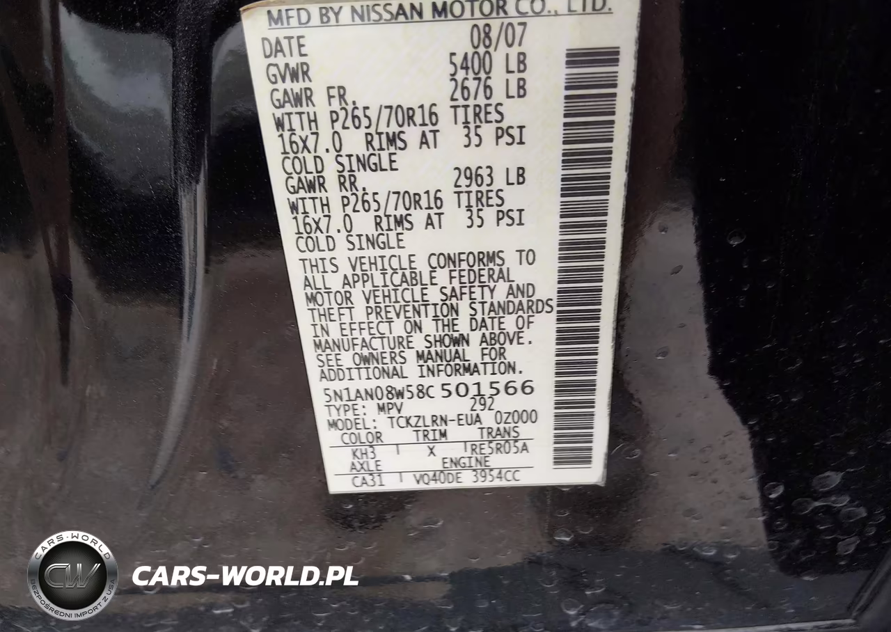 2008 Nissan Xterra S VIN:5N1AN08W58C501566 - 9