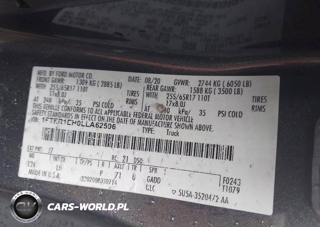 2020 Ford Ranger Xlt VIN:1FTER1EH0LLA62596 - 9
