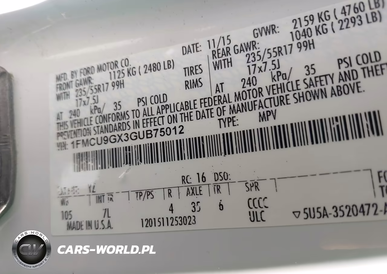 2016 Ford Escape Se VIN:1FMCU9GX3GUB75012 - 9