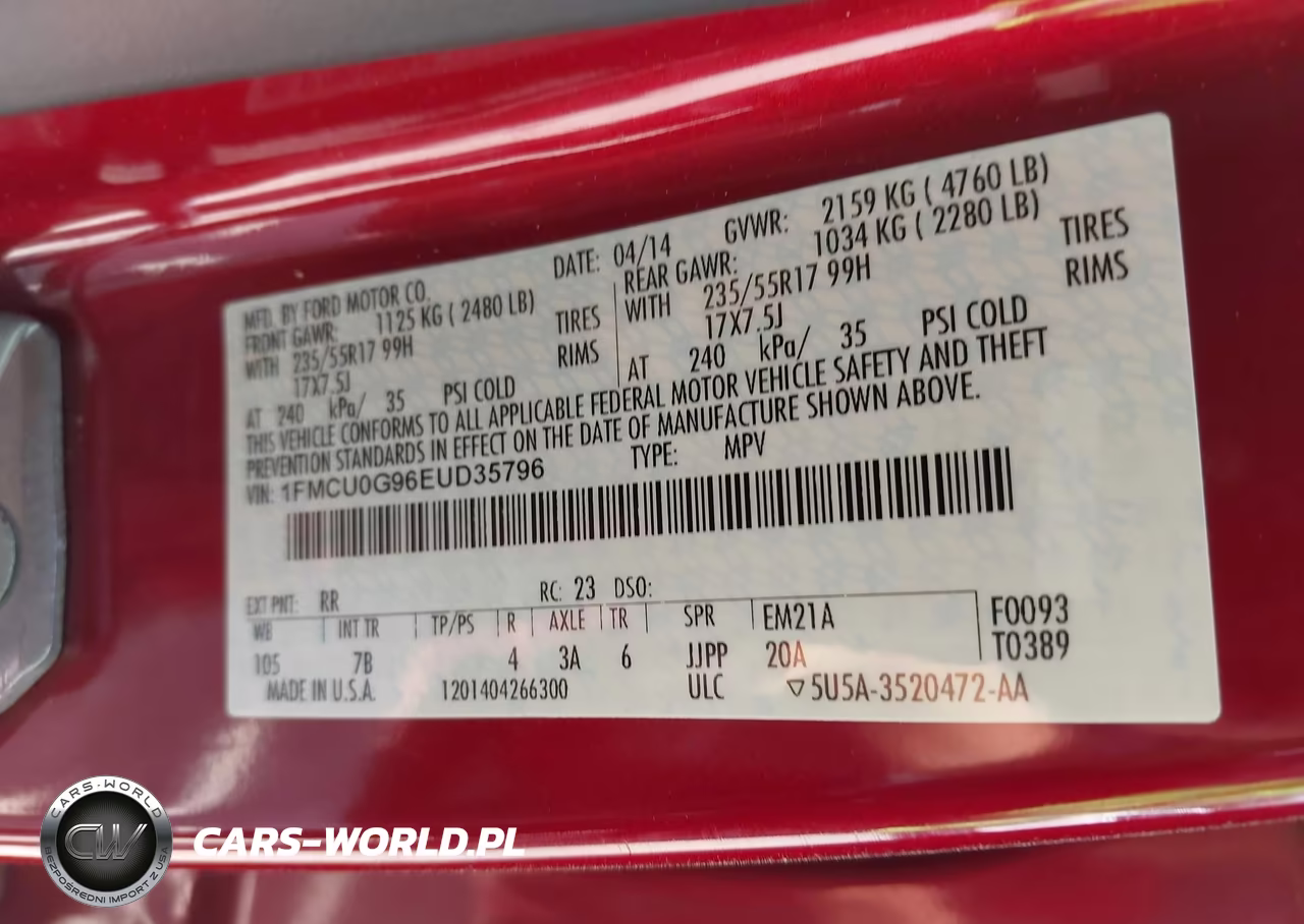 2014 Ford Escape Se VIN:1FMCU0G96EUD35796 - 9