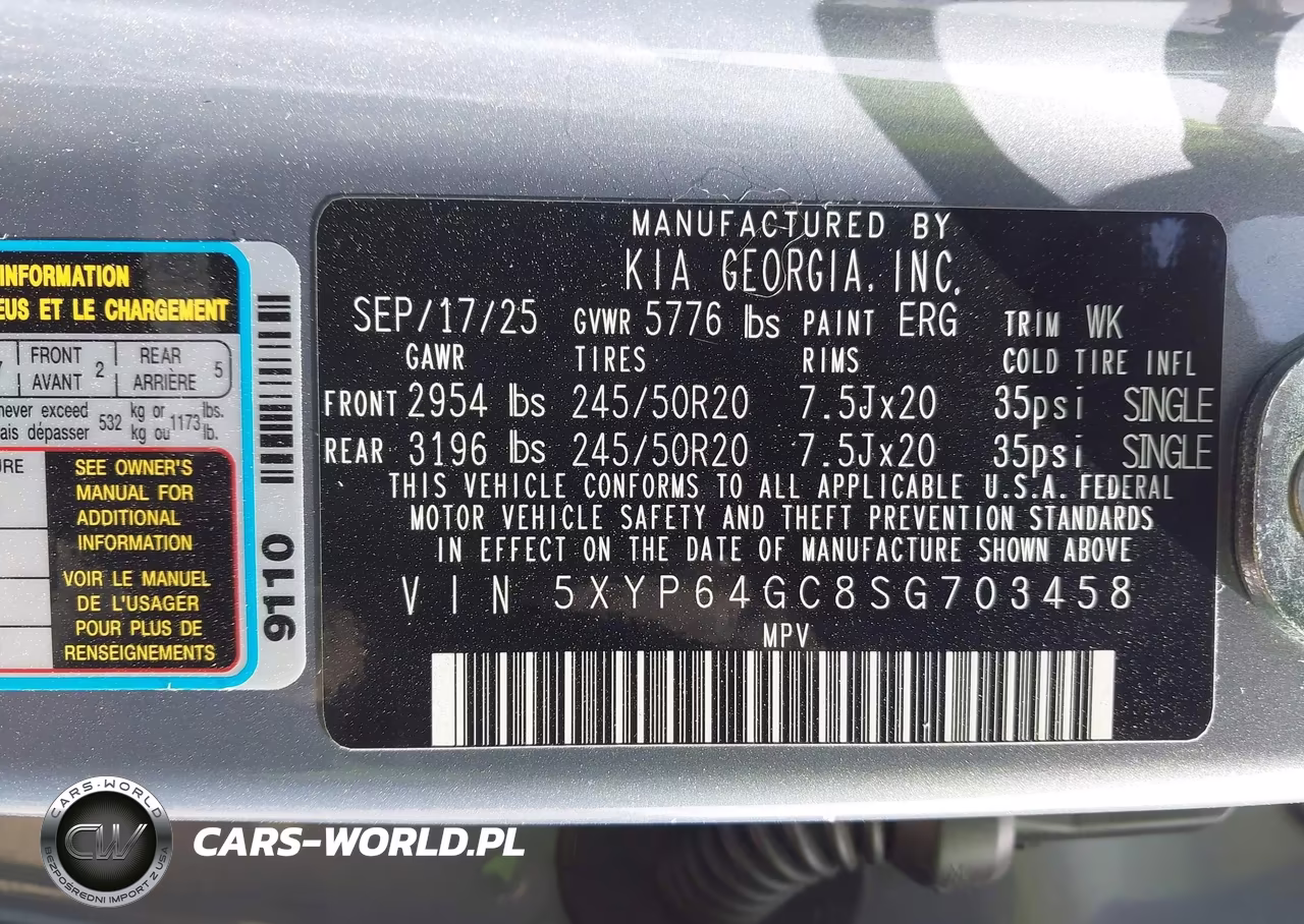 2025 Kia Telluride S VIN:5XYP64GC8SG703458 - 9