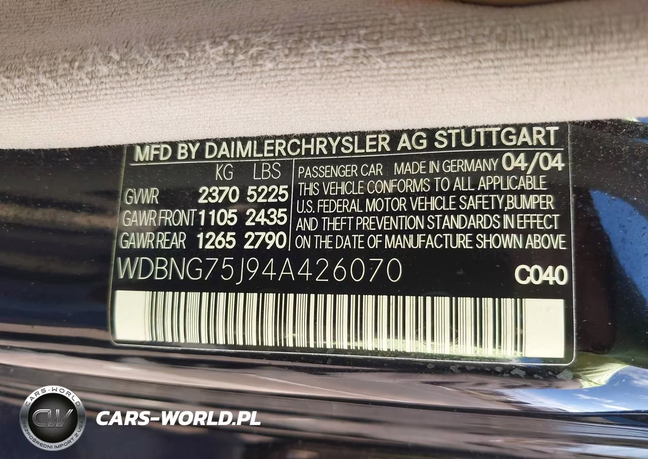 2004 Mercedes-Benz S 500 VIN:WDBNG75J94A426070 - 9