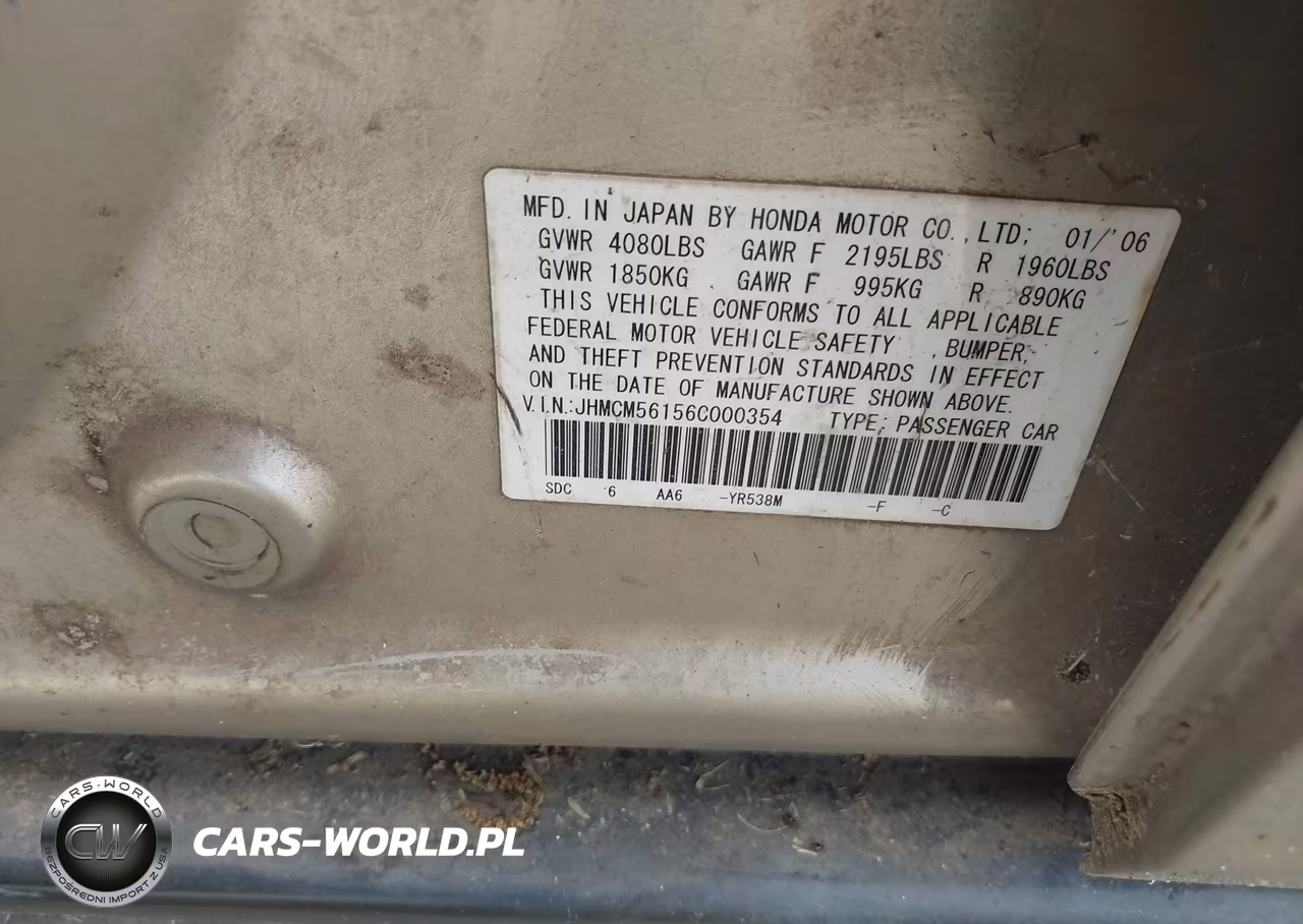 2006 Honda Accord 2.4 Vp VIN:JHMCM56156C000354 - 9