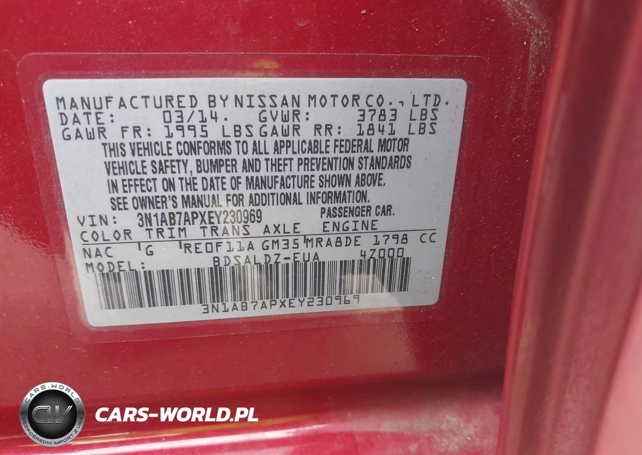 2014 Nissan Sentra Fe+ S-Fe+ Sv-S-Sl-Sr-Sv VIN:3N1AB7APXEY230969 - 9