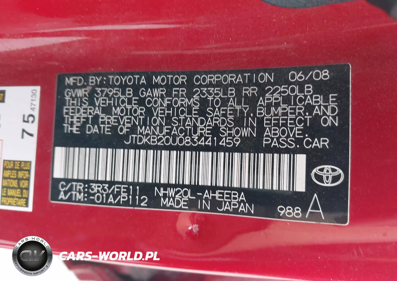 2008 Toyota Prius VIN:JTDKB20U083441459 - 9