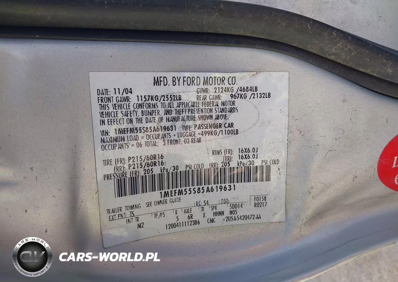 2005 Mercury Sable Ls VIN:1MEFM55S85A619631 - 9