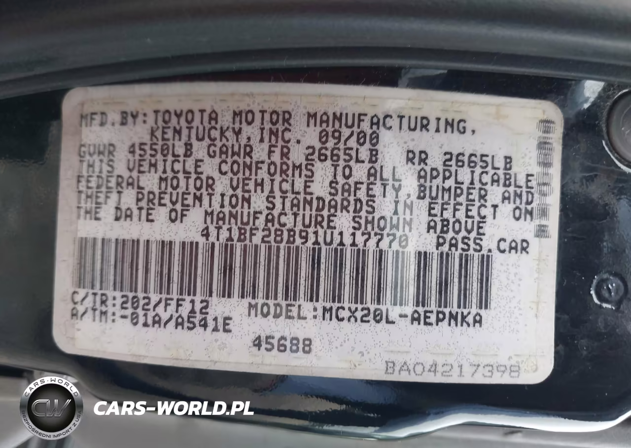 2001 Toyota Avalon Xl VIN:4T1BF28B91U117770 - 9