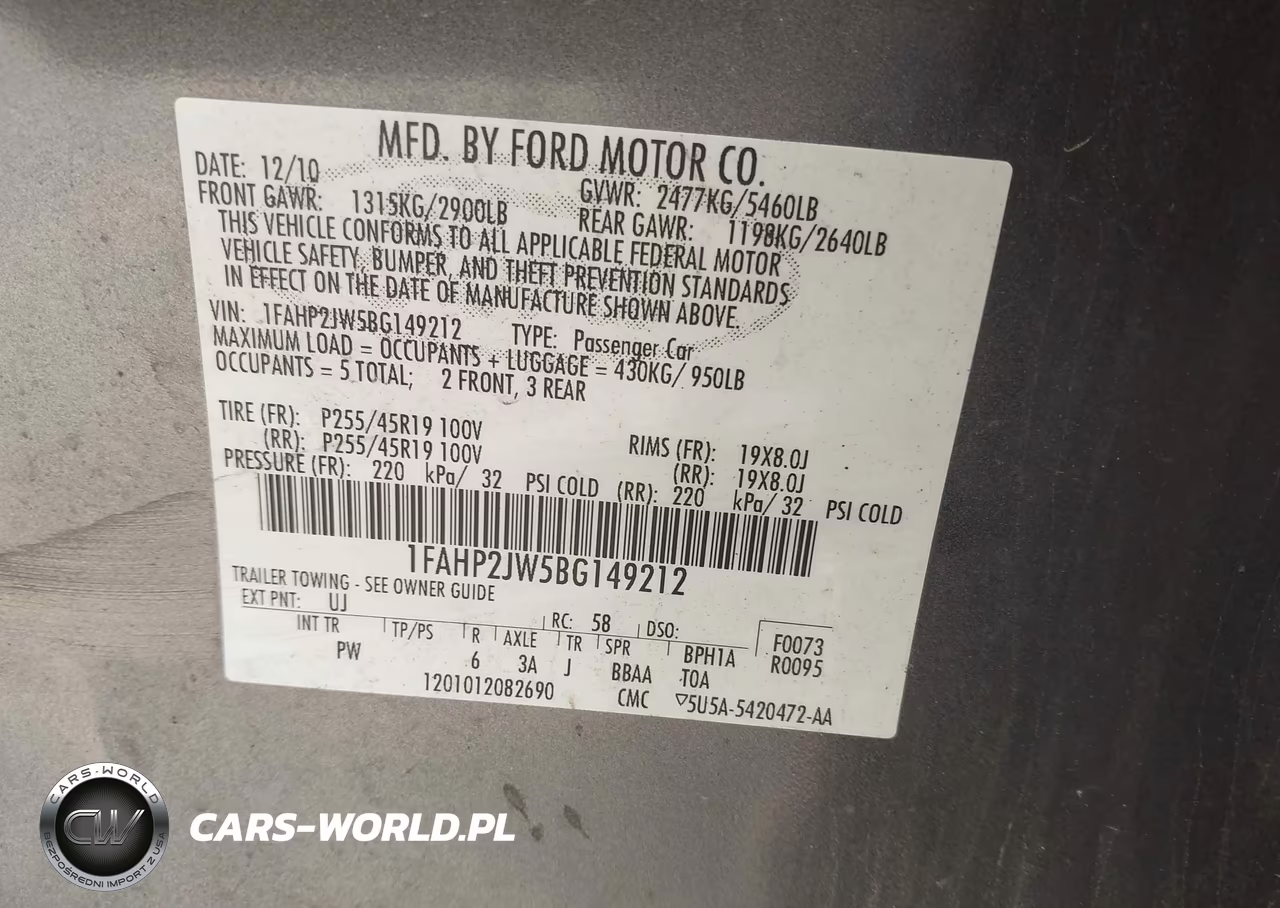 2011 Ford Taurus Limited VIN:1FAHP2JW5BG149212 - 9