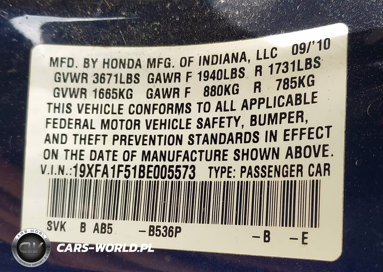 2011 Honda Civic Lx VIN:19XFA1F51BE005573 - 9